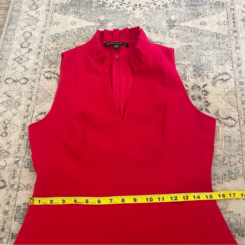 Black Halo Bright Red Sleeveless A-Line Midi Dress - Picture 6 of 8